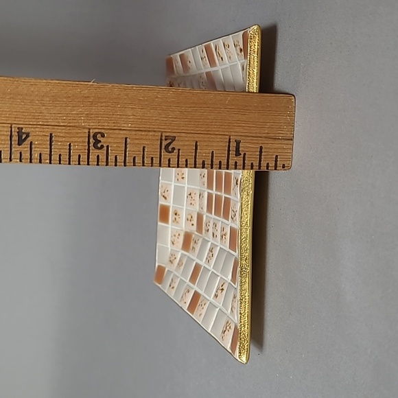 Vintage Mid Century Vibe Brown Gray Mosaic Tile Trinket Plate Dish - Picture 4 of 5